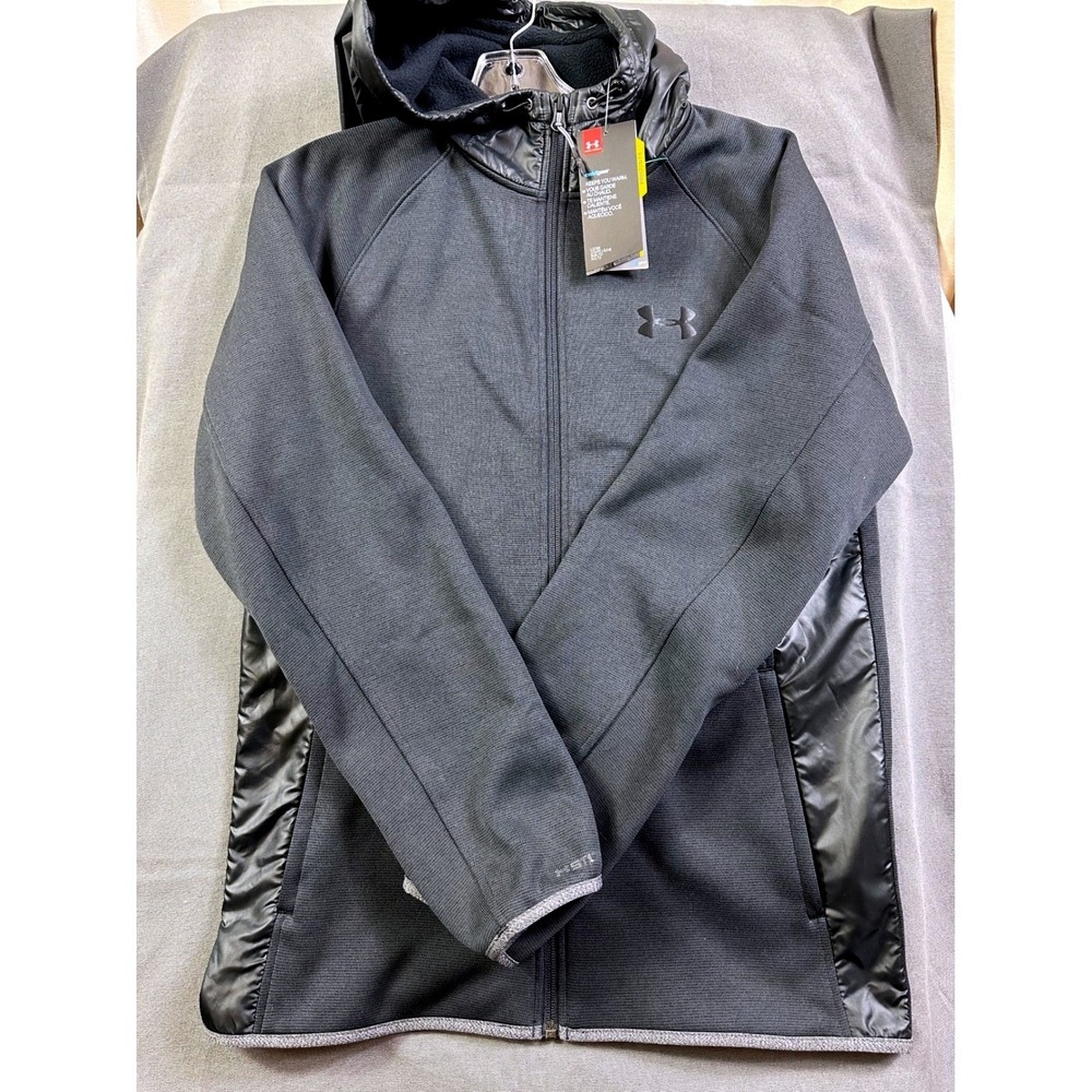 Under Armour ColdGear Men's Hoodie Black Zip Up Loose Fit Size SM